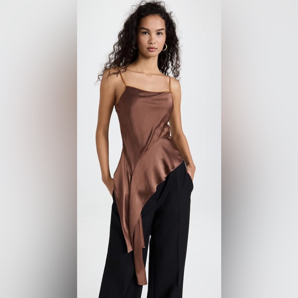 Helmut Lang Asymmetric Silk Tank Top
